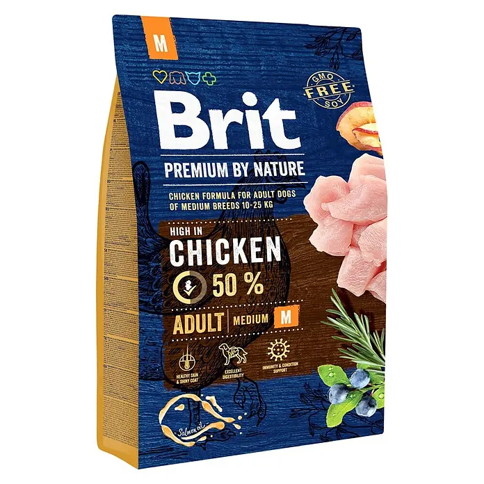 Brit Premium Pienso seco para perros Nature Adult M - 3 kg, Pollo - Vista angular
