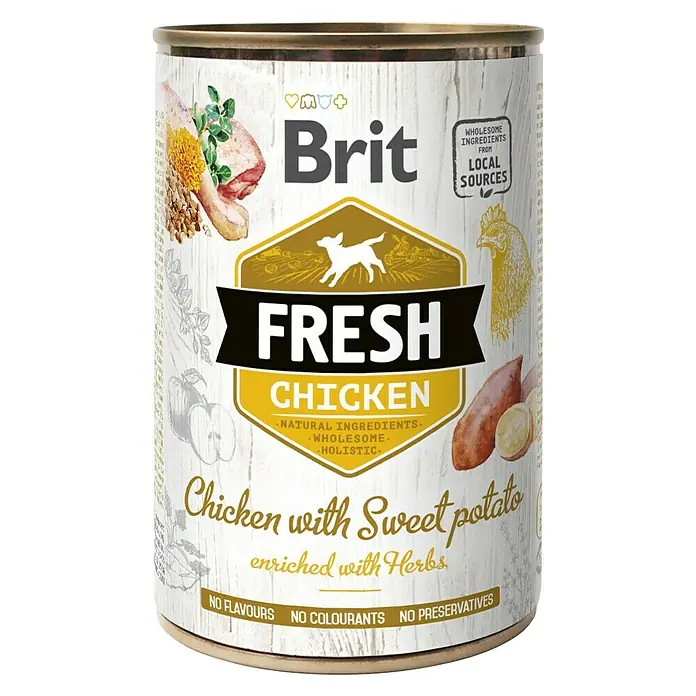 Brit Fresh Comida húmeda para perros - 400 g, Pollo y boniato - Vista frontal
