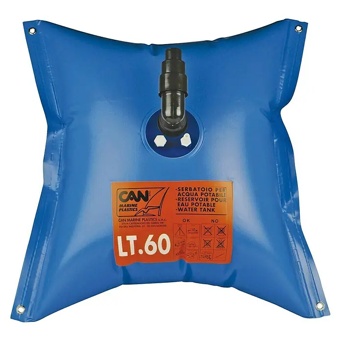 Depósito de agua flexible - Volumen: 150 l, Azul, Rectangular - Vista frontal