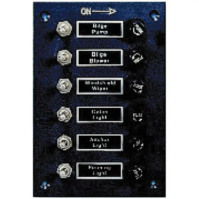 Panel con interruptores - An x Al: 11,5 x 16,5 cm, 6 Interruptores, Negro - Primer plano