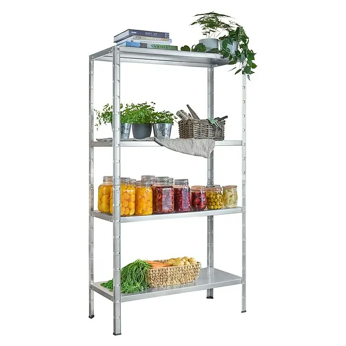 Grundregal - L x B x H: 90 x 45 x 180 cm, Anzahl Böden: 4 Stk., Metall, Verzinkt - Anwendungsbeispiel
