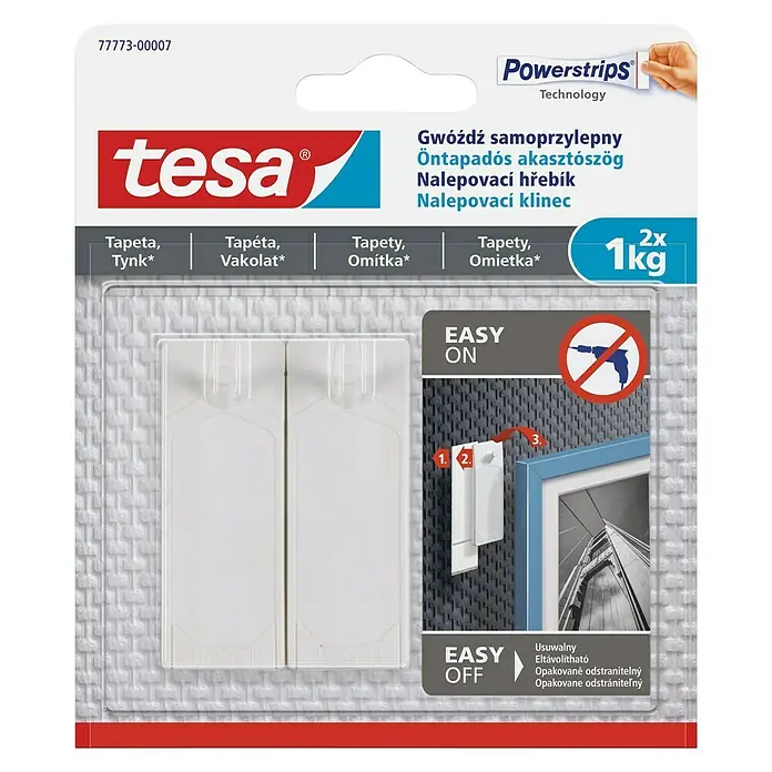 Tesa Samoljepljivi držač - 2 kom, Bijele boje - Pogled sprijeda