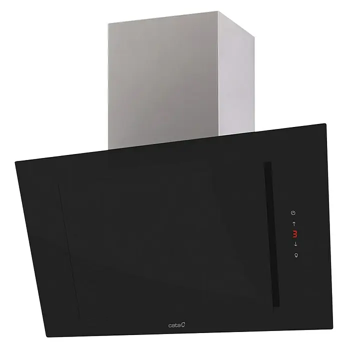 Cata Campana decorativa Thalassa 600 XGBK - Ancho: 60 cm, Potencia de aire máx.: 842 m³/h, Negro - Vista angular