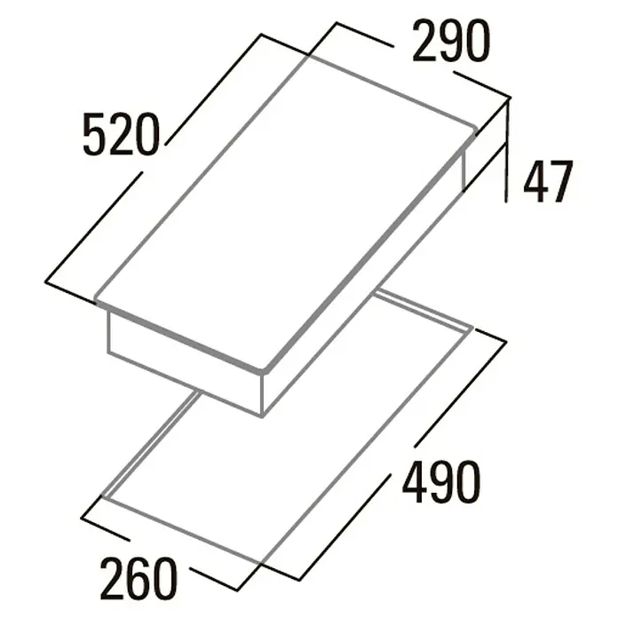 Cata Placa de cocción TD 3002 BK - Zonas de cocción: 2 ud., Eléctrico, Indicador de calor residual, Vitrocerámica - Dibujo técnico