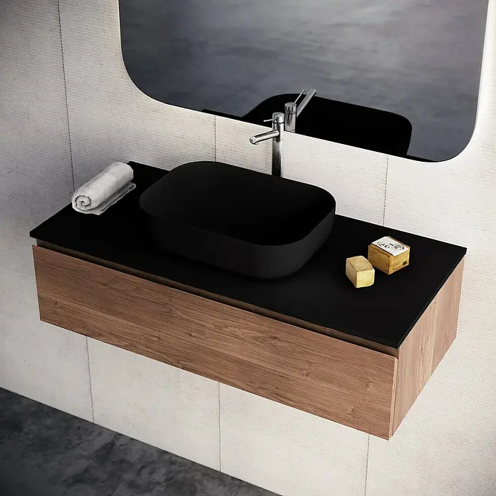 Lavabo y encimera Stadium - 101 x 46 cm, Negro - Foto ambiente