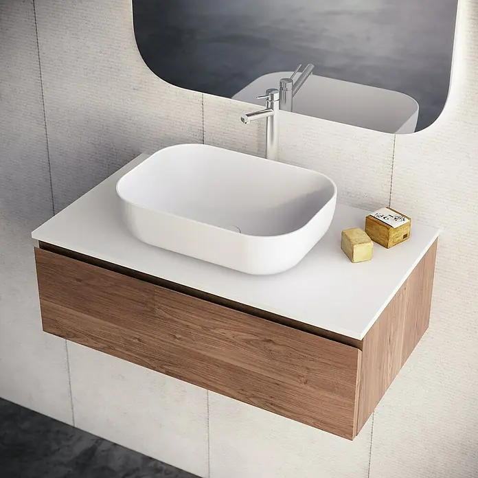 Lavabo y encimera Stadium - 81 x 46 cm, Blanco - Foto ambiente
