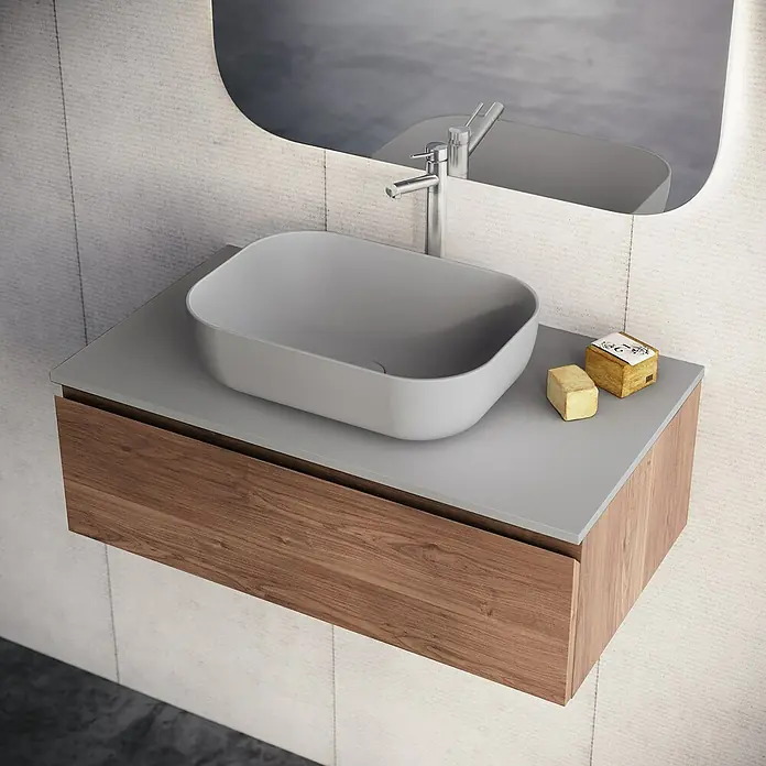Lavabo y encimera Stadium - 81 x 46 cm, Gris - Foto ambiente
