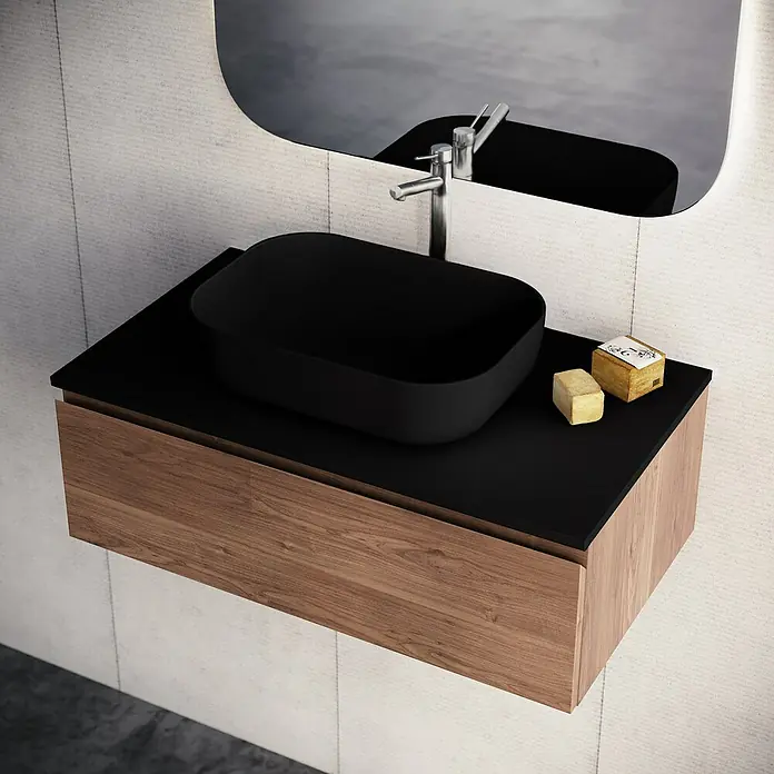Lavabo y encimera Stadium - 81 x 46 cm, Negro - Foto ambiente