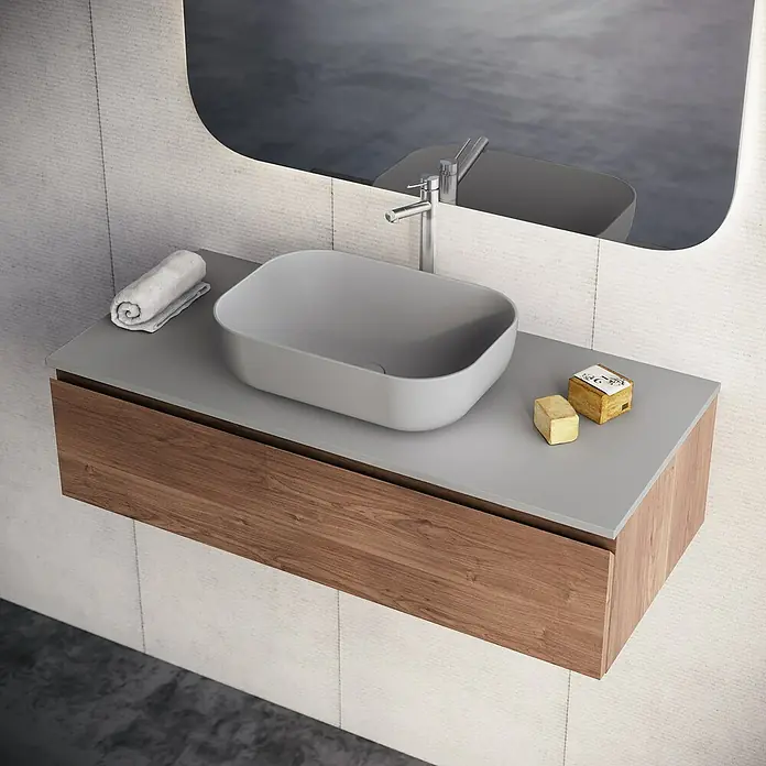 Lavabo y encimera Stadium - 101 x 46 cm, Gris - Foto ambiente