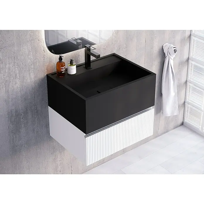 Lavabo de sobremesa Marina - 60,2 x 46 cm, Negro - Foto ambiente