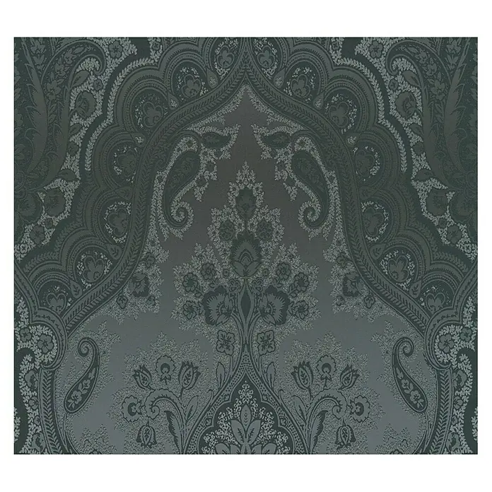 AS Creation Vliestapete Paisley Damask - Schwarz, 10,05 x 0,53 m - Draufsicht