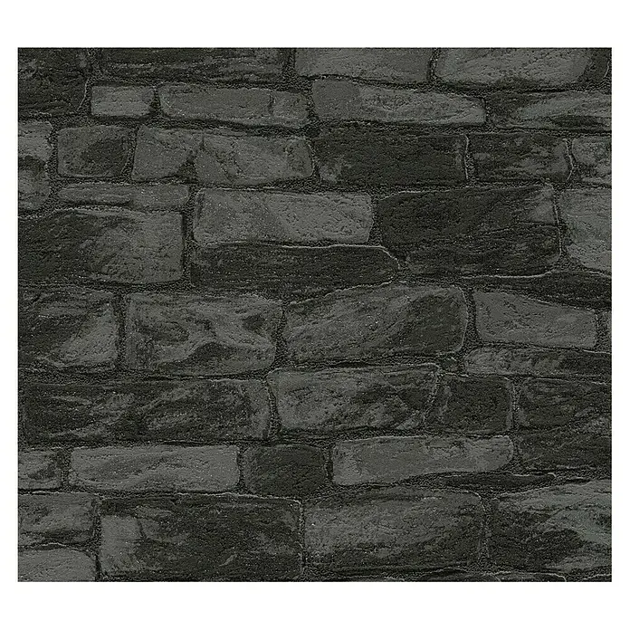 AS Creation Vinyl-Tapete Stein - Schwarz, 10,05 x 0,53 m - Draufsicht
