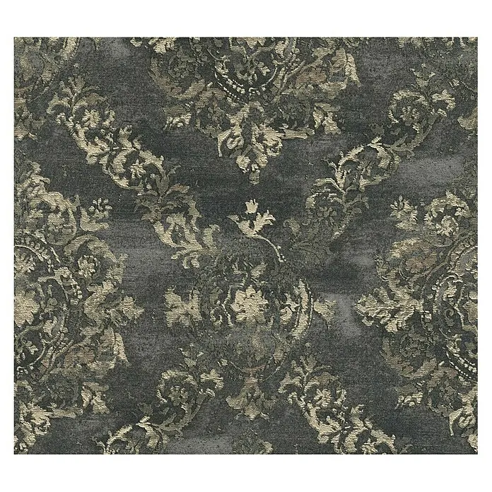 AS Creation Vliestapete Damask - Schwarz/Gold, 10,05 x 0,53 m - Draufsicht