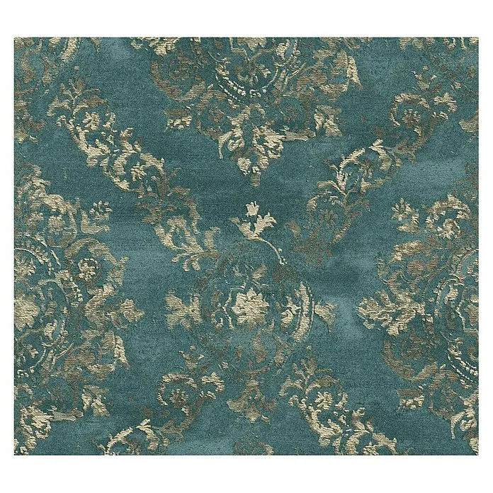 AS Creation Vliestapete Damask - Blau/Gold, 10,05 x 0,53 m - Draufsicht