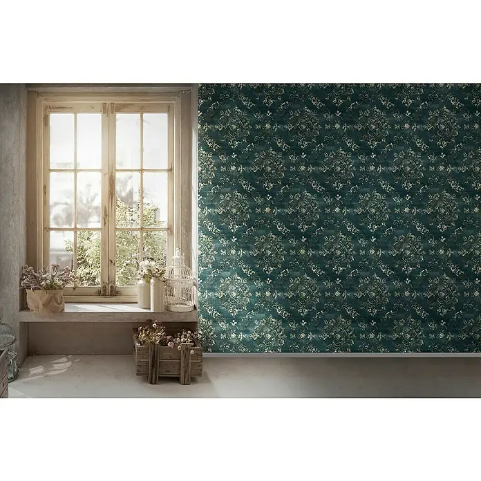 AS Creation Vliestapete Damask - Blau/Gold, 10,05 x 0,53 m - Stimmungsaufnahme
