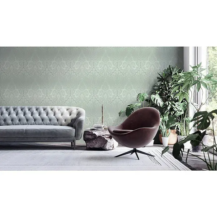 AS Creation Vliestapete Paisley Damask - Mintgrün, 10,05 x 0,53 m - Stimmungsaufnahme