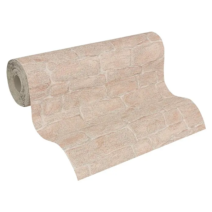 AS Creation Vinyl-Tapete Stein - Grau/Beige, 10,05 x 0,53 m - Diagonale Ansicht
