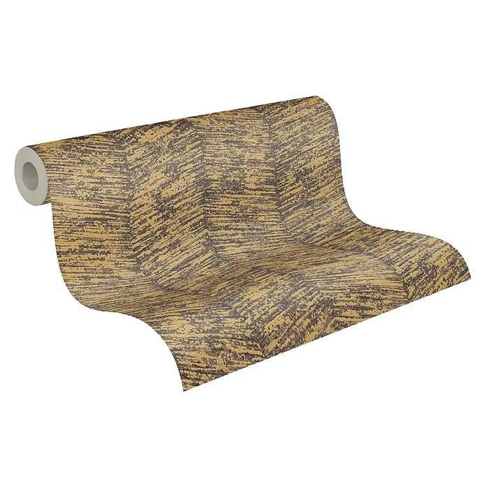 AS Creation Vliestapete Zick-Zack - Braun/Gold, 10,05 x 0,53 m - Diagonale Ansicht