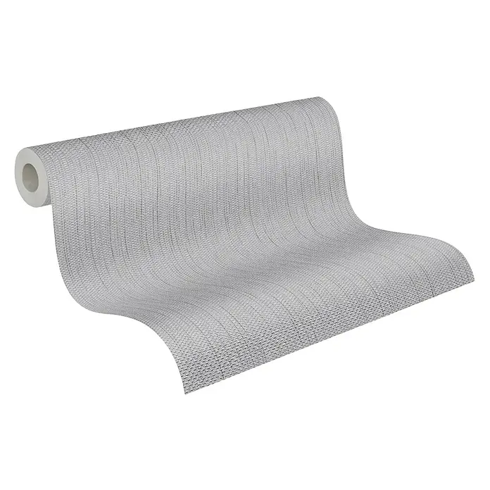 AS Creation Vliestapete Textiluni - Grau, 10,05 x 0,53 m - Diagonale Ansicht