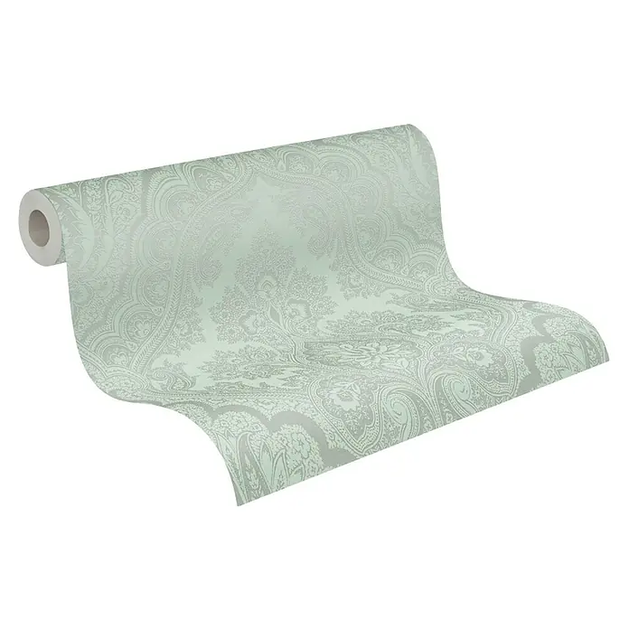 AS Creation Vliestapete Paisley Damask - Mintgrün, 10,05 x 0,53 m - Diagonale Ansicht