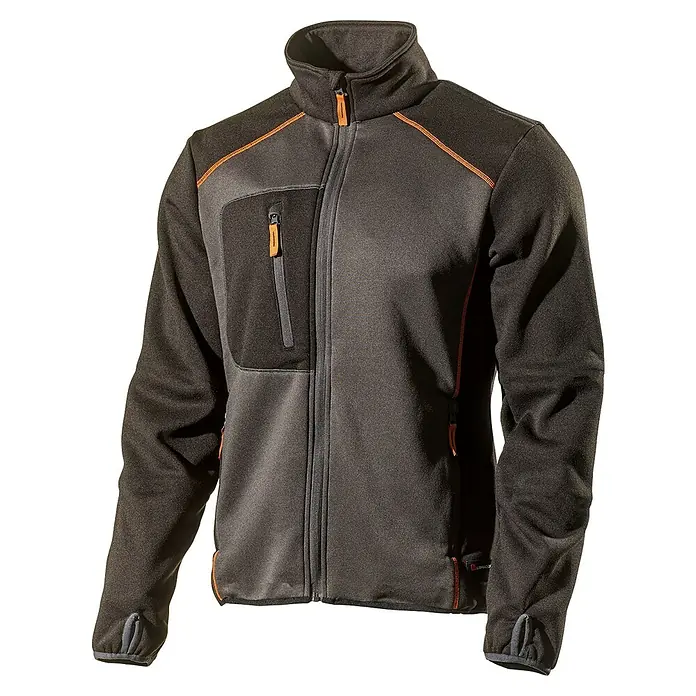 L.Brador Fleecejacke 6195P - XXL, Schwarz/Grau - Vorderansicht