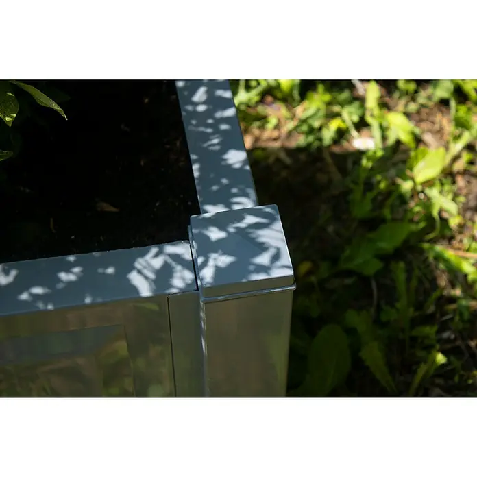 KHW Pflanzkasten Rechteckig - Außenmaß (L x B x H): 100 x 43 x 41 cm, Kunststoff, Grau - Detailaufnahme