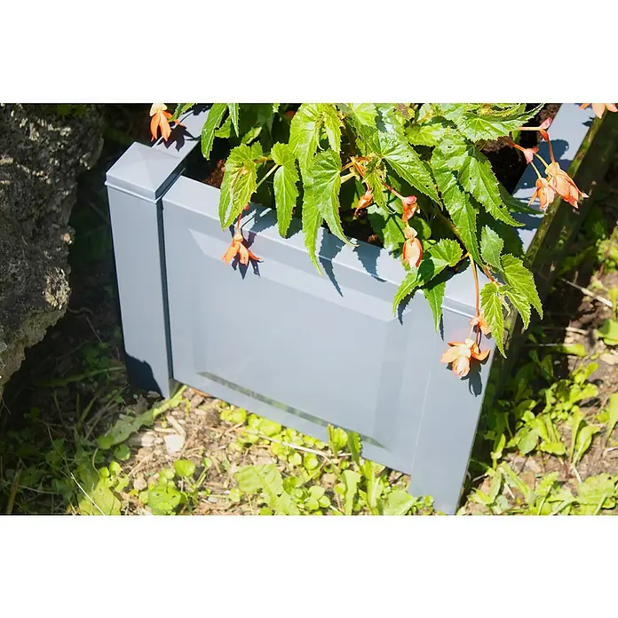 KHW Pflanzkasten Rechteckig - Außenmaß (L x B x H): 100 x 43 x 41 cm, Kunststoff, Grau - Detailaufnahme