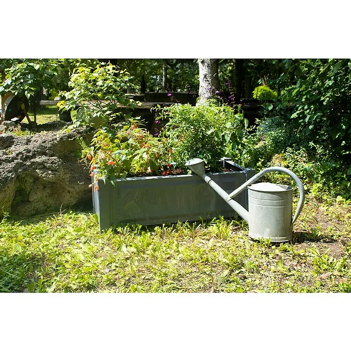 KHW Pflanzkasten Rechteckig - Außenmaß (L x B x H): 100 x 43 x 41 cm, Kunststoff, Grau - Stimmungsaufnahme