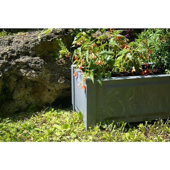 KHW Pflanzkasten Rechteckig - Außenmaß (L x B x H): 100 x 43 x 41 cm, Kunststoff, Grau - Stimmungsaufnahme