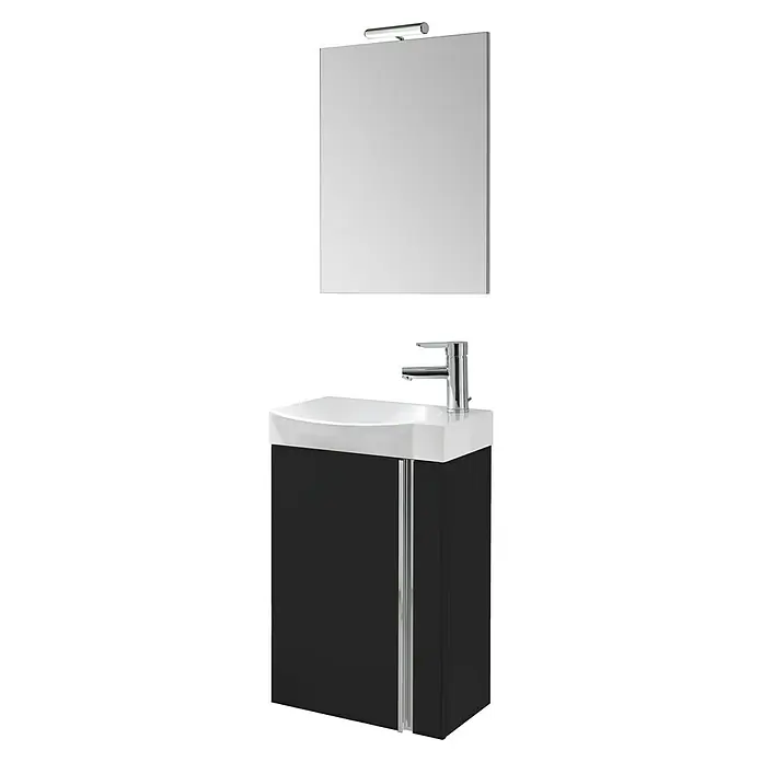 Riva Badmöbel-Set Elegance - 45 cm, Schwarz, Matt - Diagonale Ansicht
