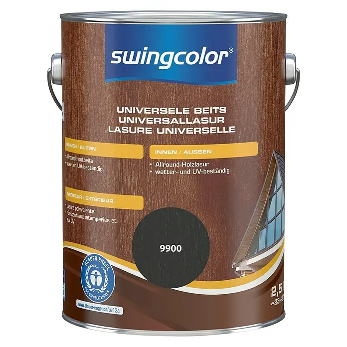 swingcolor Universele beits - Zwart, 2,5 l, Zijdeglans - Vooraanzicht