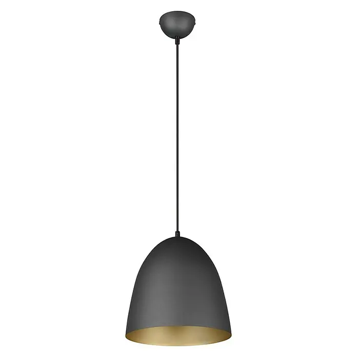 Reality Leuchten Pendelleuchte Tilda - 40 W, Schwarz, gold, E27 - Vorderansicht