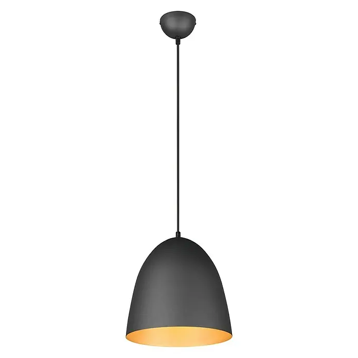 Reality Leuchten Pendelleuchte Tilda - 40 W, Schwarz, gold, E27 - Vorderansicht