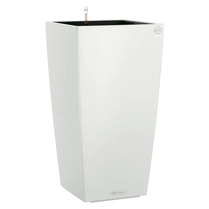 Lechuza Color Pflanzsäule eckig Cubico - Außenmaß (L x B x H): 30 x 30 x 56 cm, Kunststoff, Weiß - Diagonale Ansicht