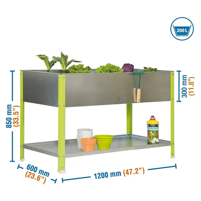 Simonrack Simongarden Huerto urbano Urban Top - 85 x 120 x 60 cm, Aluminio - Dibujo técnico