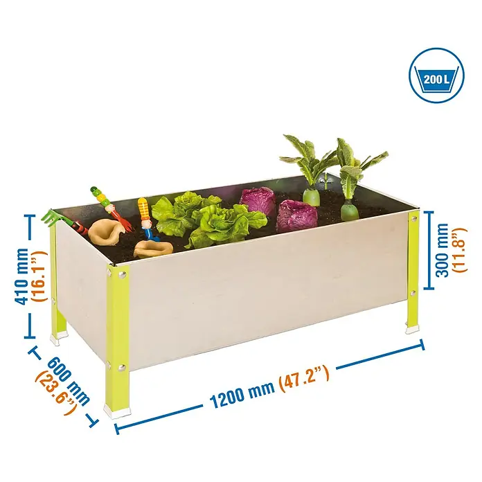 Simonrack Simongarden Huerto urbano Urban - 410 x 1.200 x 610 cm, Aluminio - Dibujo técnico