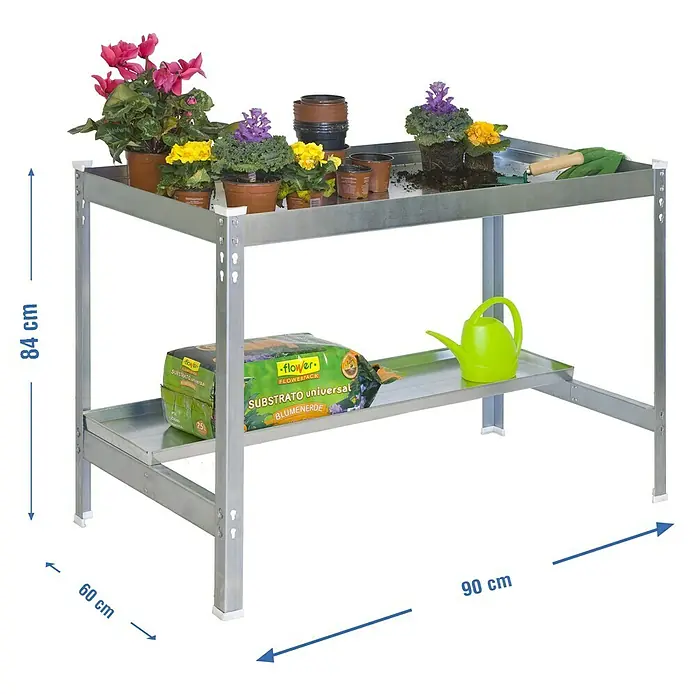 Simonrack Simongarden Mesa de cultivo - L x An x Al: 90 x 60 x 84 cm, Acero, Galvanizado - Dibujo técnico
