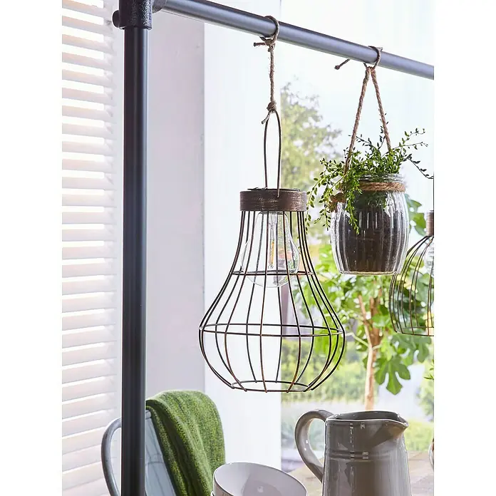 Luxform Solarhanglamp Manchester - Led, Zwart, Koper, Transparant, Ø x h: 19,8 cm x 270 mm - Sfeeropname