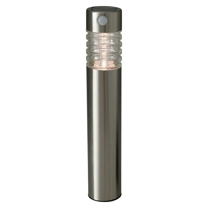 Luxform Solar Intelligent Hybrid Led-sokkellamp Sensor Arizona - Zilver, 76 x 76 x 560 mm - Vooraanzicht