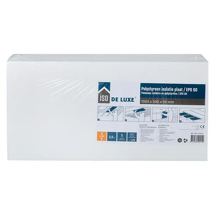 Iso De Luxe Warmte-isolerende isolatieplaat PS - Dikte: 50 mm, Polystyreen - Vooraanzicht