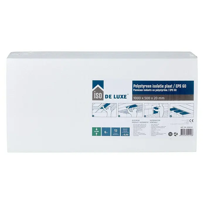 Iso De Luxe Warmte-isolerende isolatieplaat PS - Dikte: 20 mm, Polystyreen - Vooraanzicht
