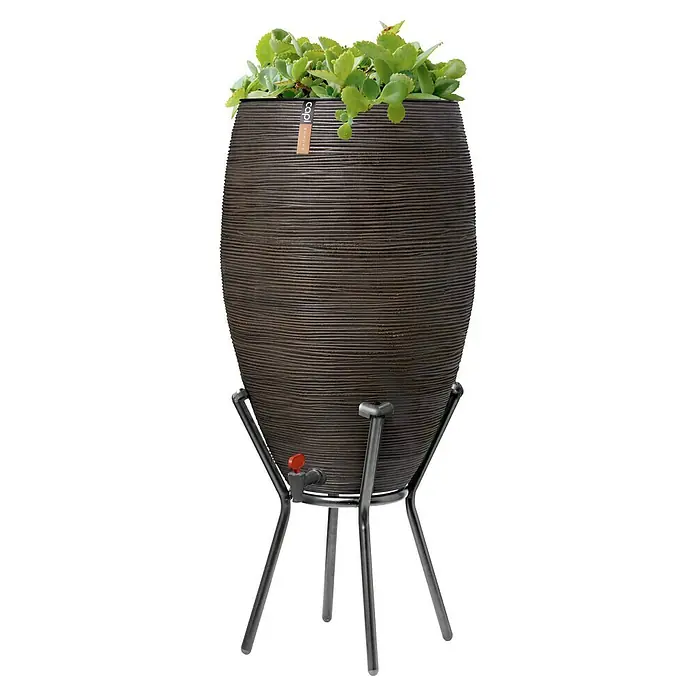 Capi Europe Regenton Rib met bloembak - 130 l, Bruin - Toepassingsvoorbeeld