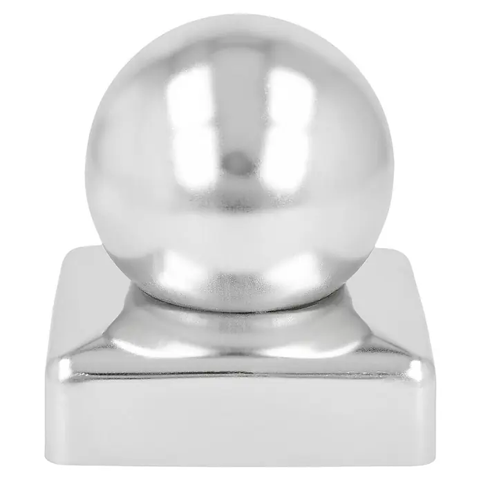 Pfostenkappe - 70 x 70 mm, Mit Kugel, Edelstahl - Vorderansicht