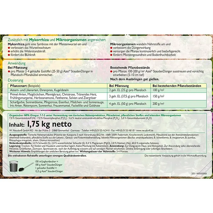 Neudorff Azet Staudendünger - 1,75 kg - Detailaufnahme