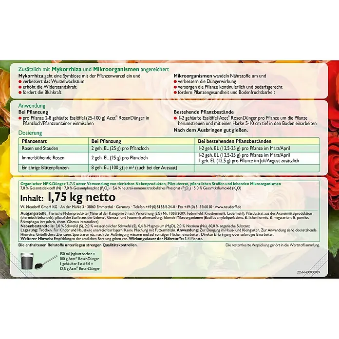Neudorff Azet Rosendünger - 1,75 kg - Detailaufnahme
