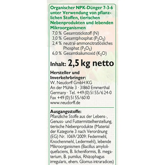 Neudorff Fertofit Gartendünger - 2,5 kg - Detailaufnahme