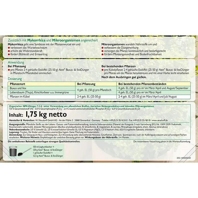 Neudorff Azet Buxusdünger - 1,75 kg - Detailaufnahme