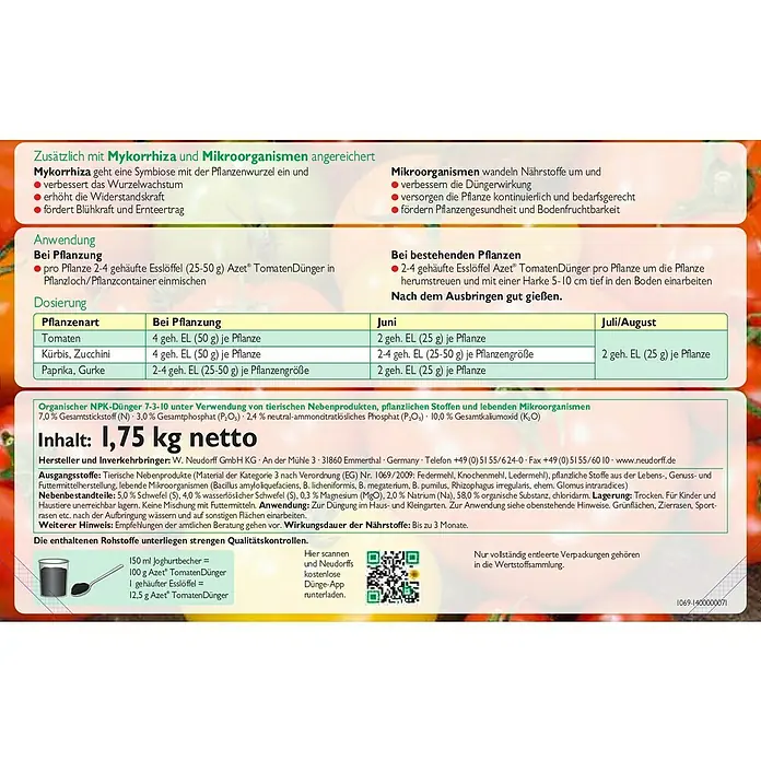 Neudorff Azet Tomatendünger - 1,75 kg - Detailaufnahme