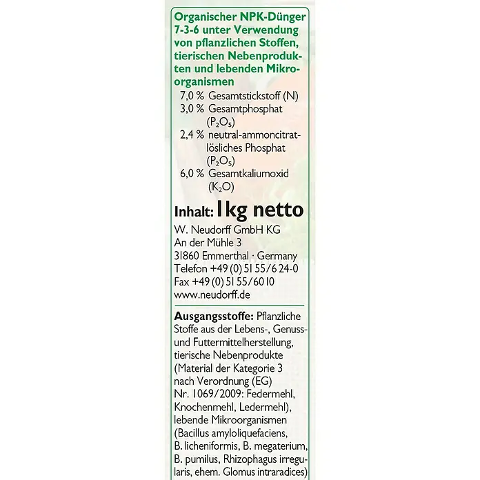 Neudorff Fertofit Gartendünger - 1 kg - Detailaufnahme