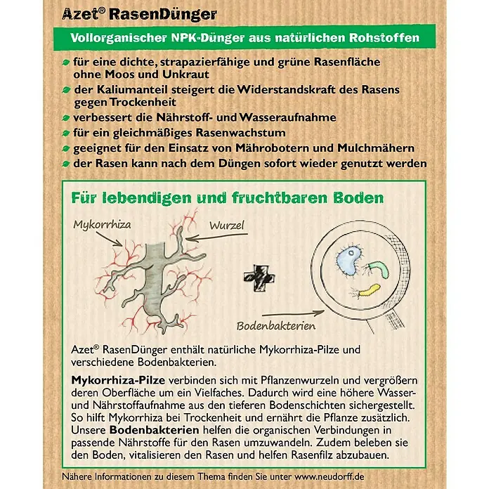 Neudorff Azet Rasendünger - 10 kg, Inhalt ausreichend für ca.: 200 m² - Detailaufnahme